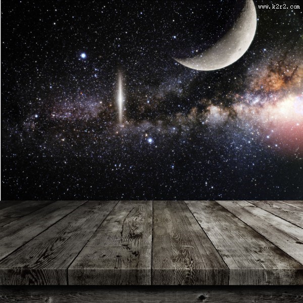 木板星空景色图片
