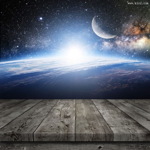 木板星空景色图片