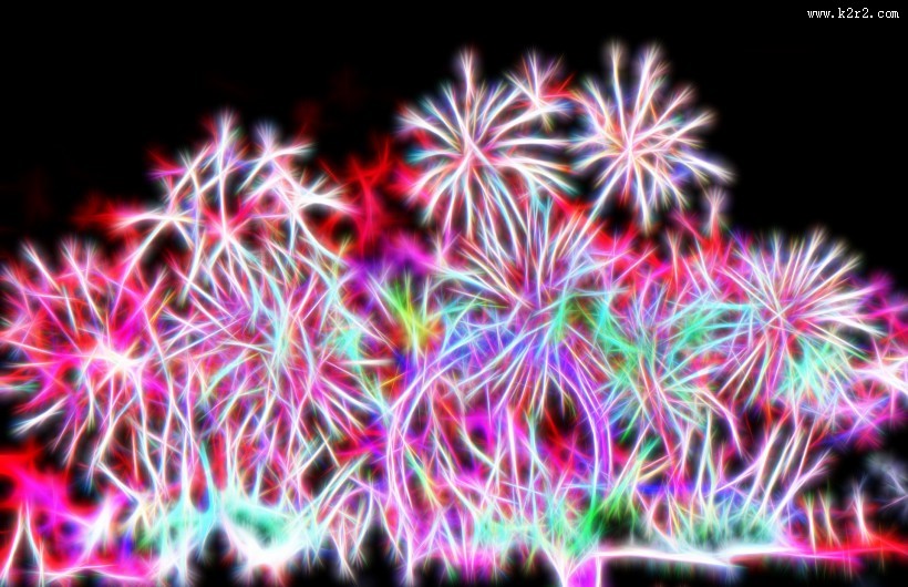 黑色背景下的烟花素材图片