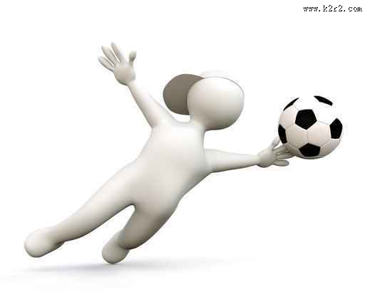 3D小人踢足球图片(500px小图)