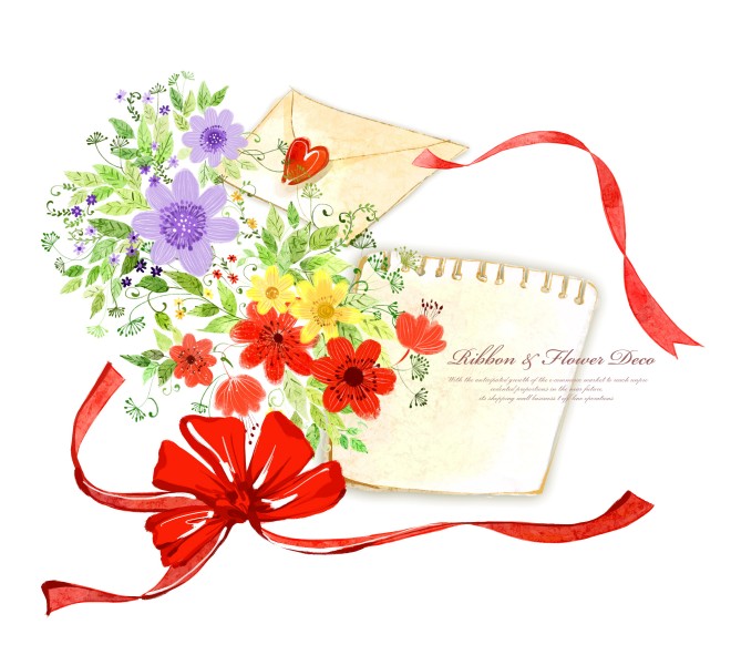 手绘丝带边框素材图片