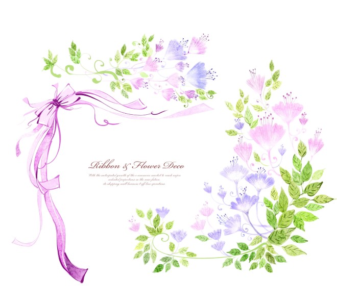 手绘丝带边框素材图片