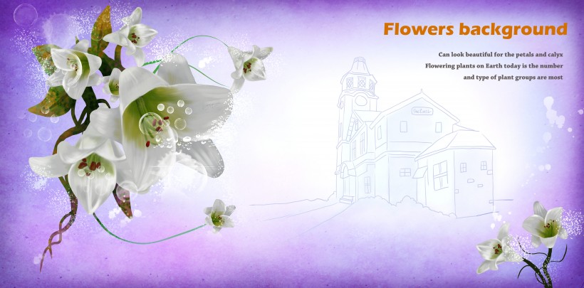 紫色系手绘花朵明信片图片