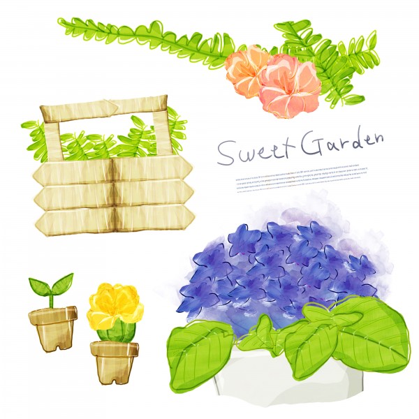 韩国手绘水彩花朵素材图片大全