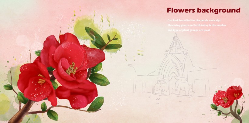 粉红色系手绘花朵明信片图片大全