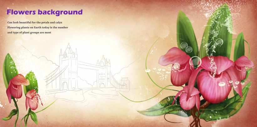 粉红色系手绘花朵明信片图片大全