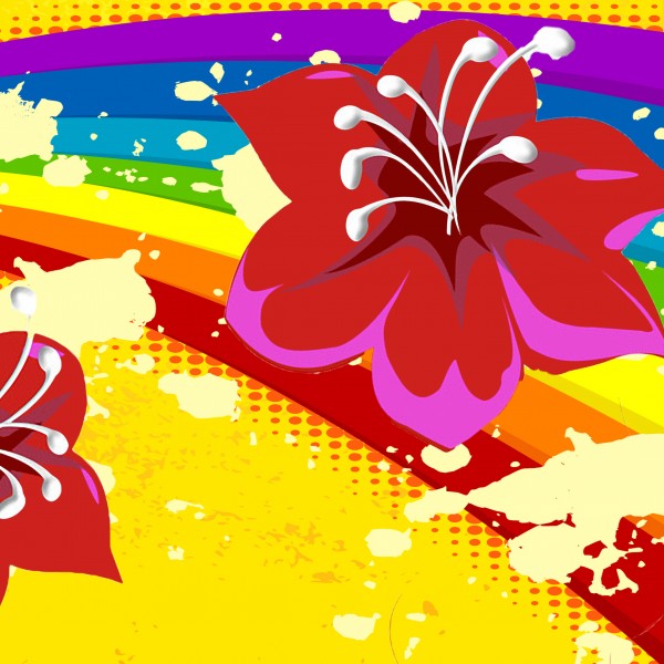 粉色花朵三联画图片