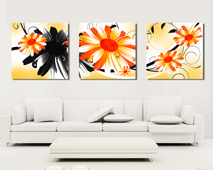 清新雏菊三联画图片