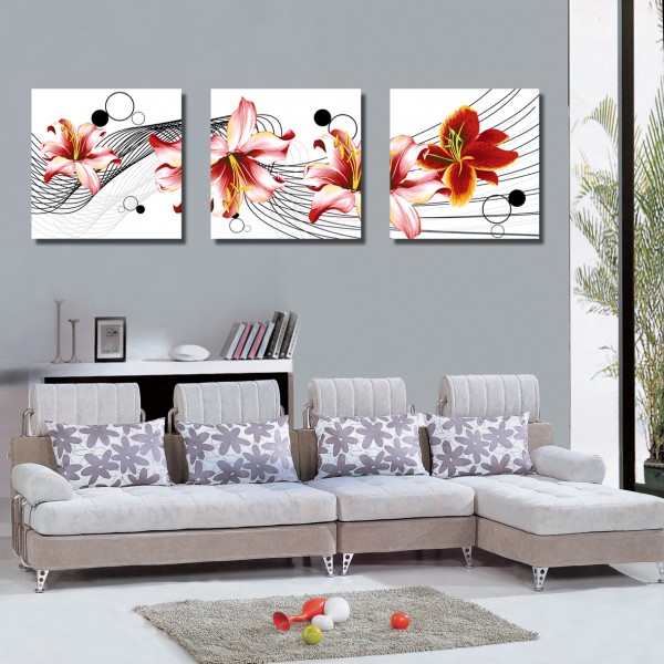 百合花三联挂画图片大全