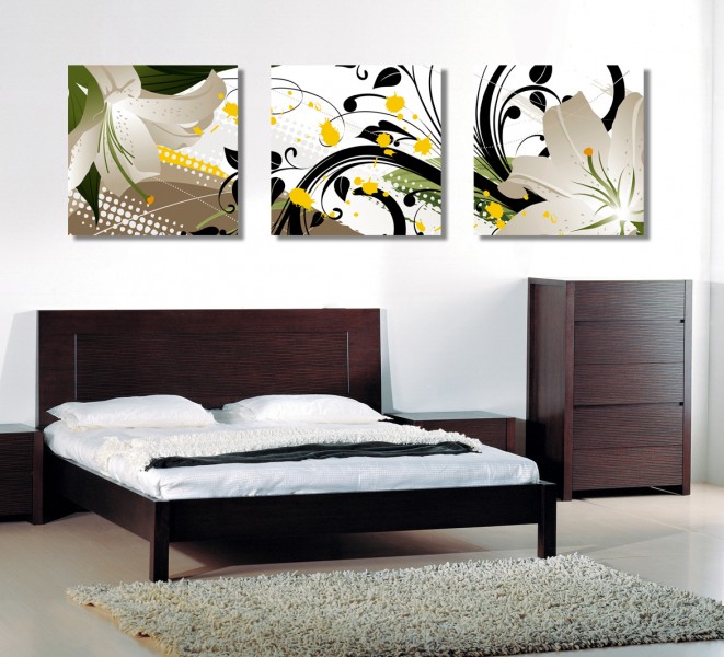 百合花三联挂画图片大全