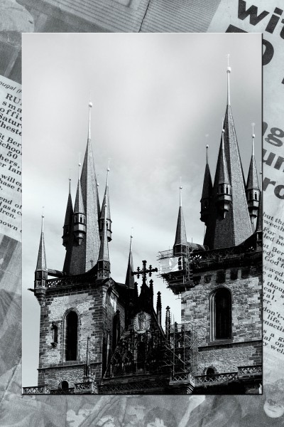 城市建筑三联画图片