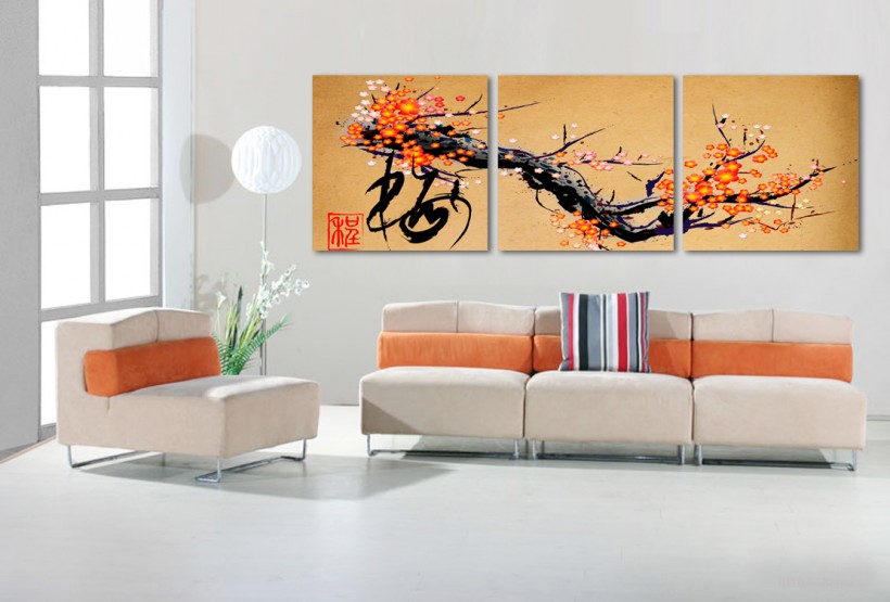 中国风梅花三联挂画图片大全