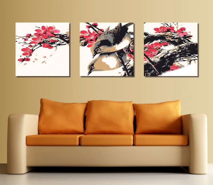 中国风梅花三联挂画图片大全