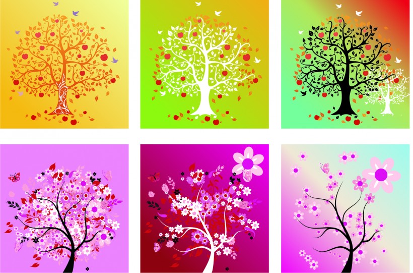 清爽卡通三联画图片