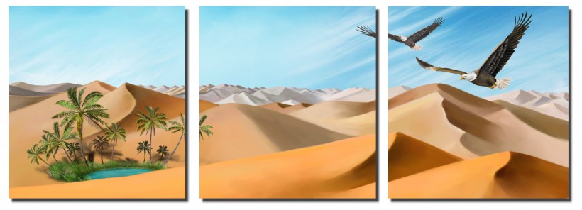 大好河山风景三联画图片