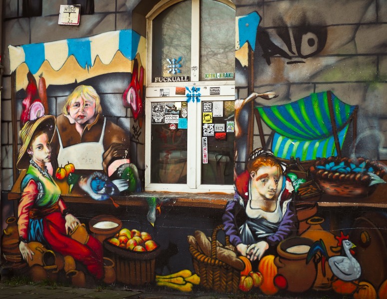 墙上的多彩涂鸦图片