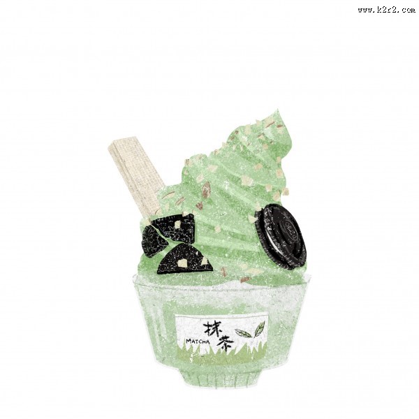 抹茶味道甜品甜点插画图片