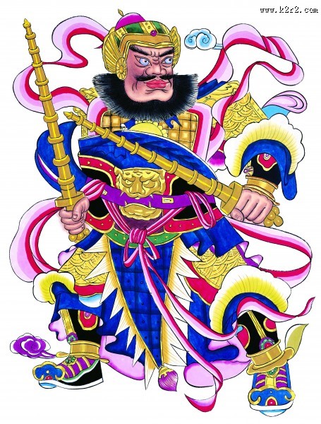 威武的门神彩绘图片
