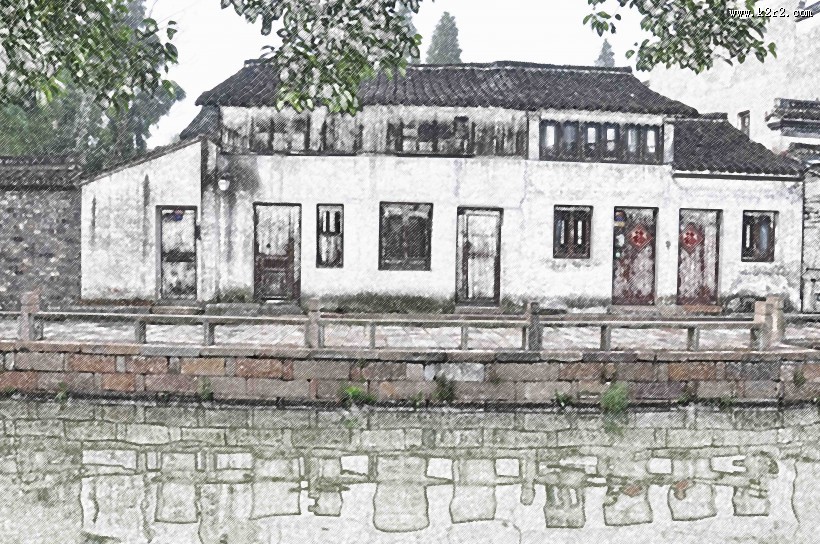 彩笔画乌镇图片大全