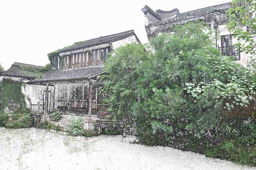 彩笔画乌镇图片大全