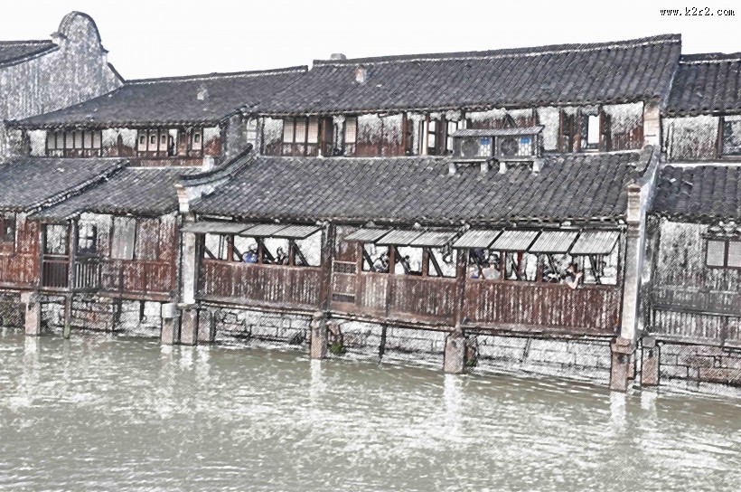 彩笔画乌镇图片大全