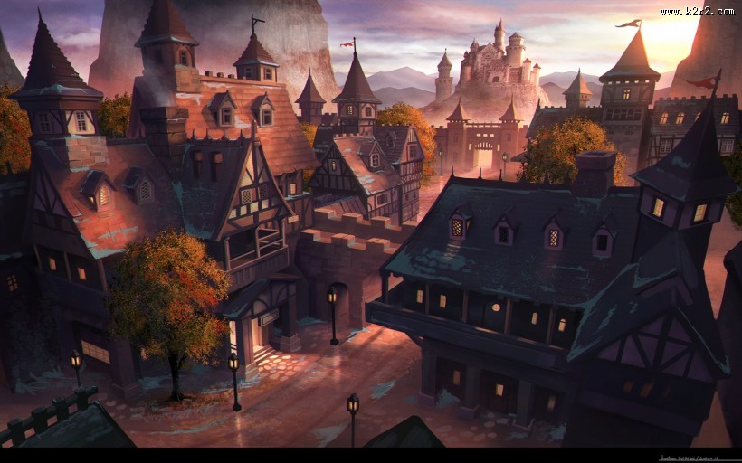 清新油画美景图片