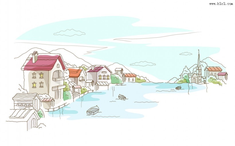 手绘世界风光图片