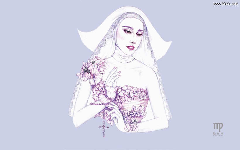 手绘范冰冰十二星座图片