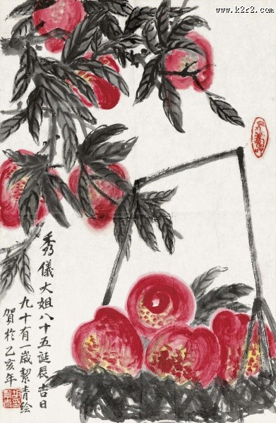艺术国画寿桃图片