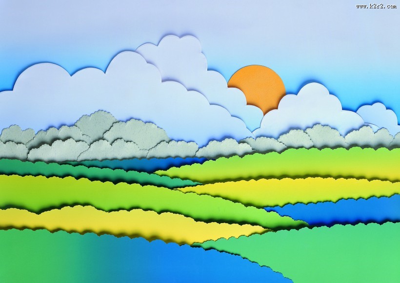 日出日落纸雕图片