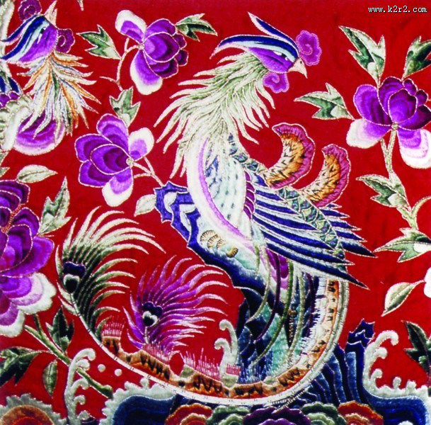 凤凰刺绣图案图片