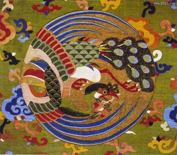 凤凰刺绣图案图片