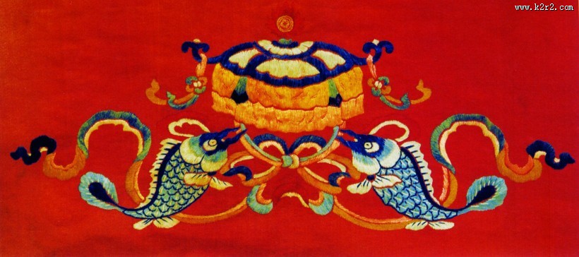 金鱼刺绣图案图片