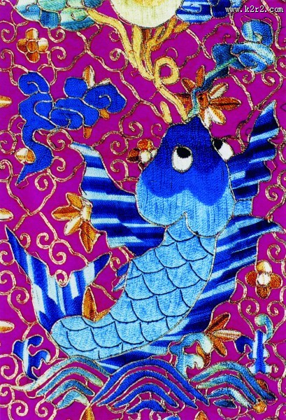 金鱼刺绣图案图片