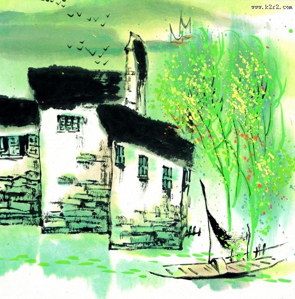 江南水乡春天水墨图片大全