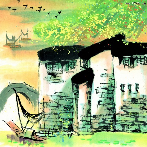 江南水乡春天水墨图片大全