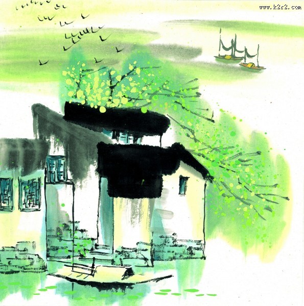 江南水乡春天水墨图片大全