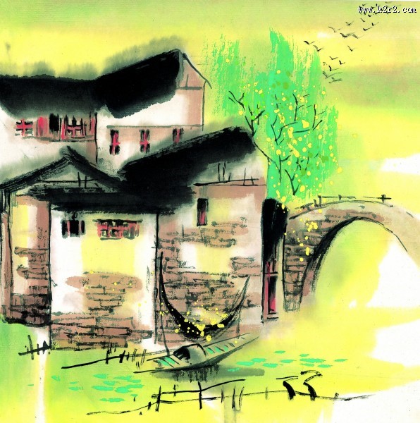江南水乡春天水墨图片大全