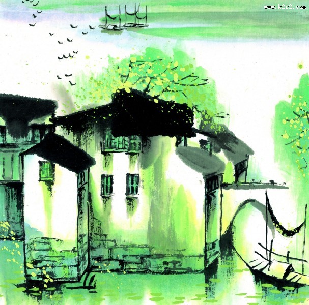 江南水乡春天水墨图片大全