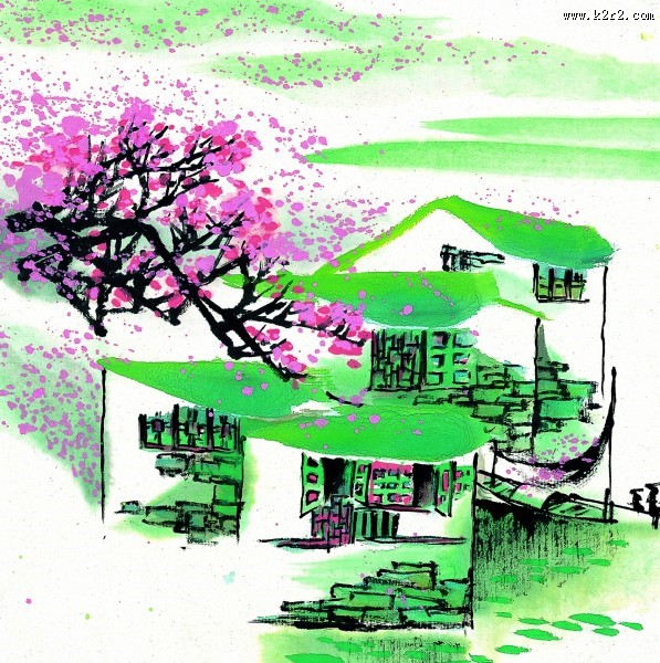 江南水乡春天水墨图片大全