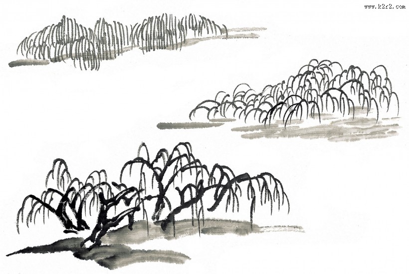 水墨柳树图片