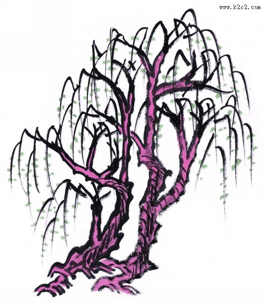 水墨柳树图片