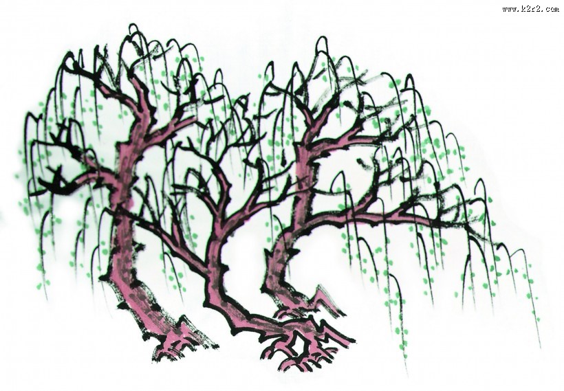 水墨柳树图片