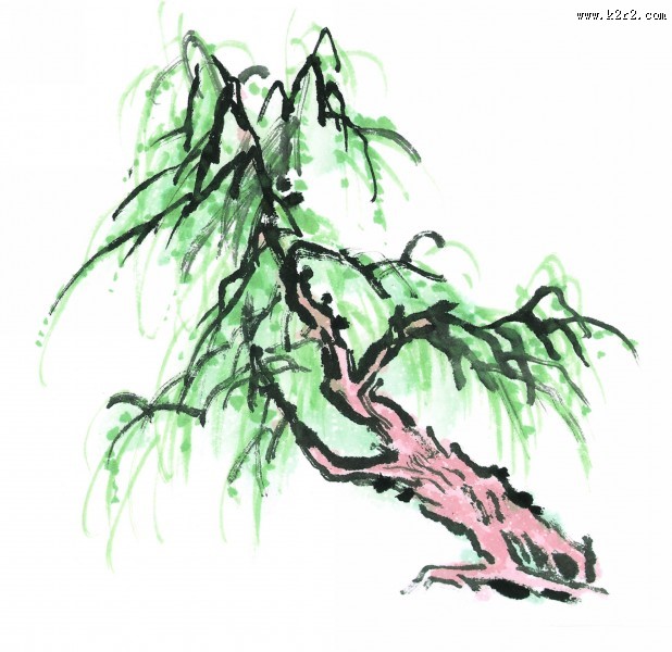 水墨柳树图片
