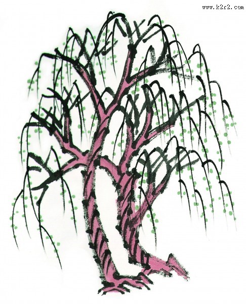 水墨柳树图片