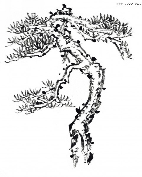水墨松树图片