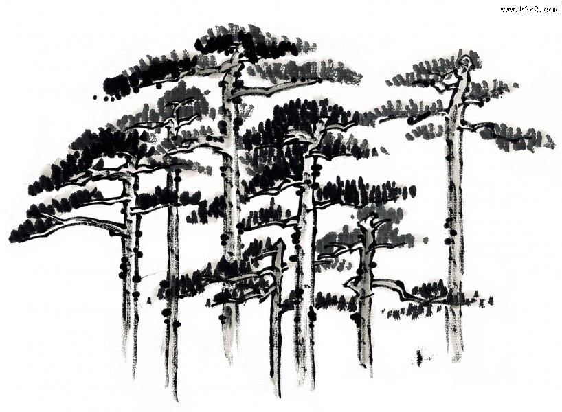 古树水墨画图片
