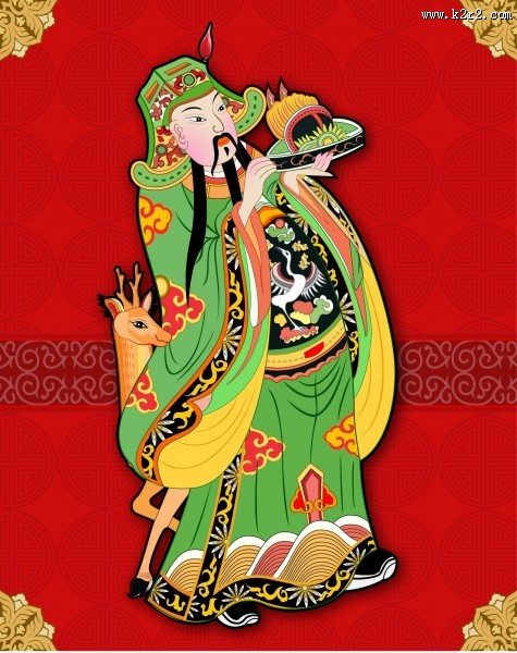 门神画贴矢量图片