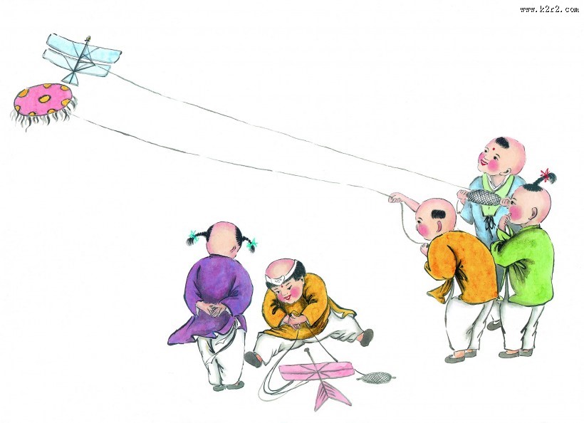 古代儿童玩耍绘画图片