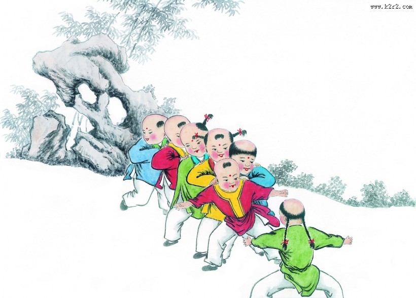 古代儿童玩耍绘画图片
